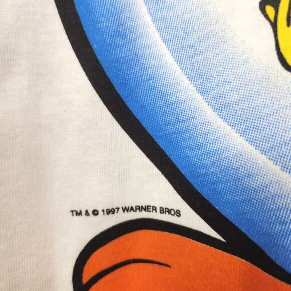 Vintage 96-97 NASCAR Looney Tunes Team Acme Tweety Bird Double Sided Tee XL - Picture 5 of 9